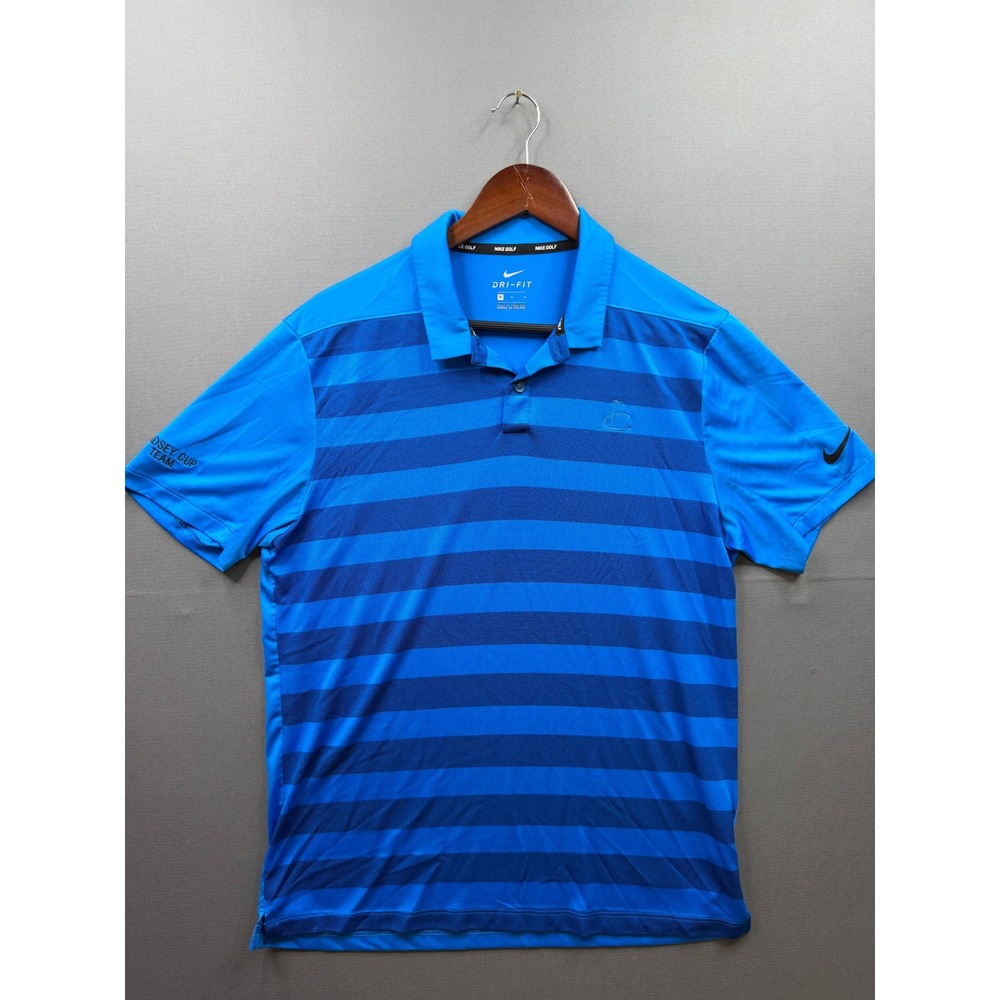 Nike Golf Polo Shirt Mens Blue Striped Dri-FIT Lindseyâ Cup Team Medium